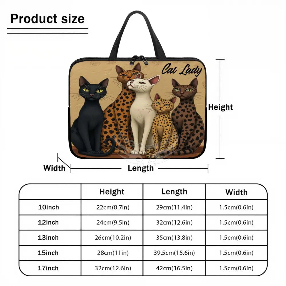 Five Meow Cats 3D Cat Lady Laptop Bag Computer Bag