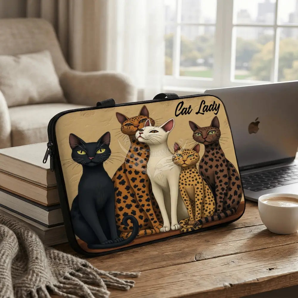 Five Meow Cats 3D Cat Lady Laptop Bag Computer Bag