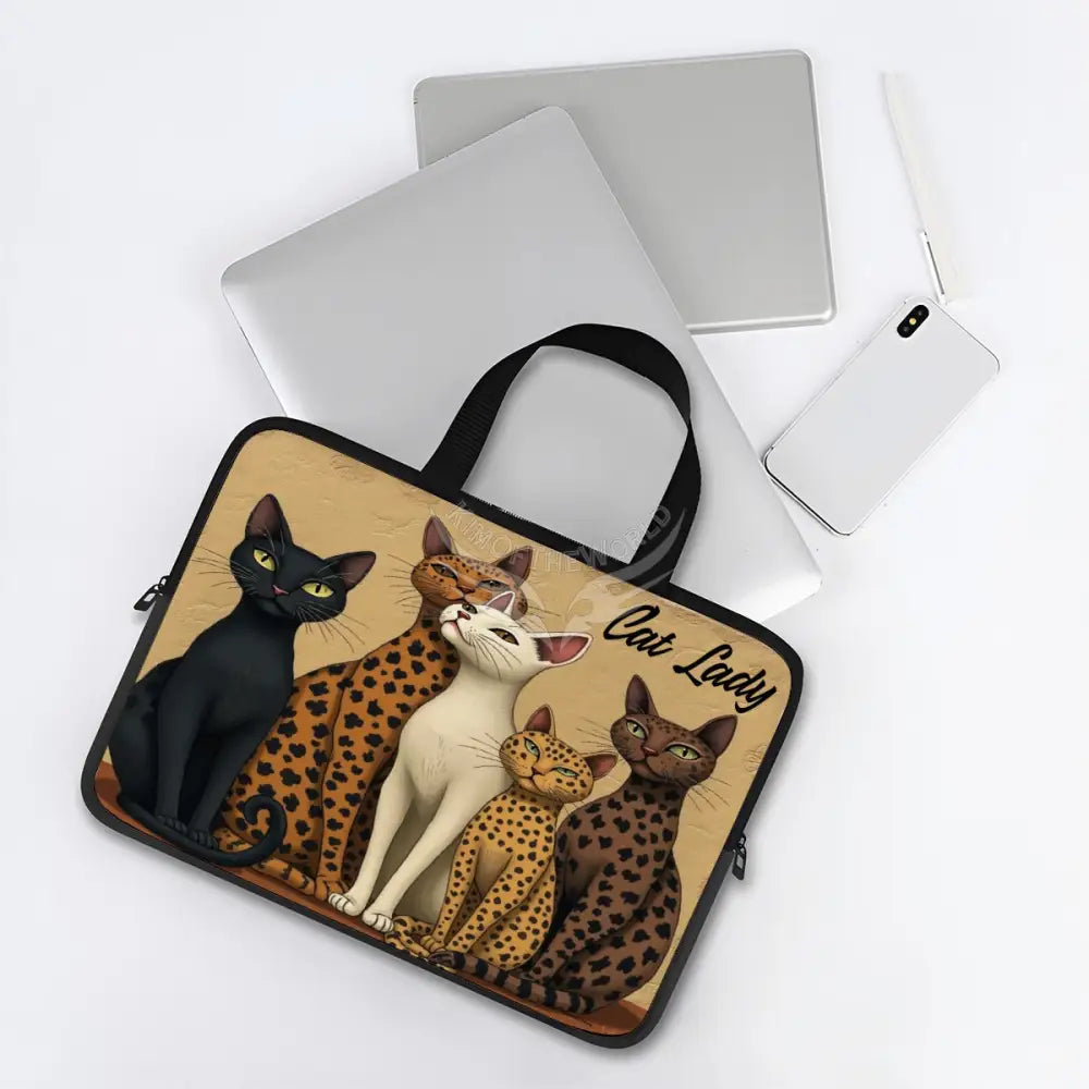 Five Meow Cats 3D Cat Lady Laptop Bag Computer Bag