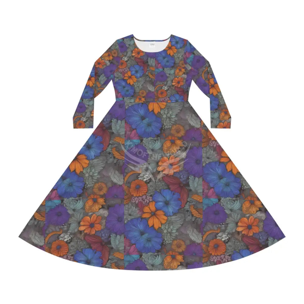 Flora Print Long Sleeve Dress L All Over Prints