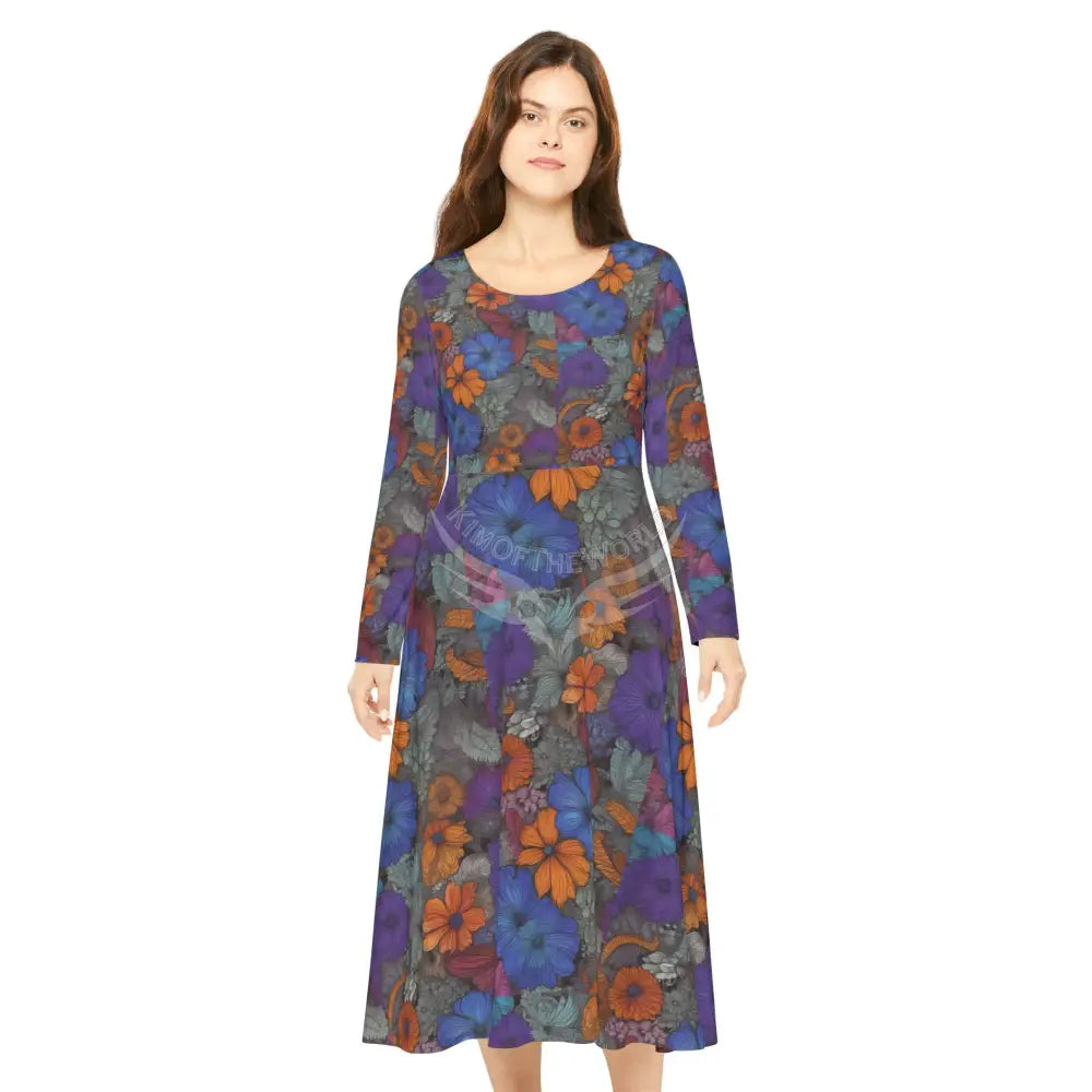 Flora Print Long Sleeve Dress L All Over Prints