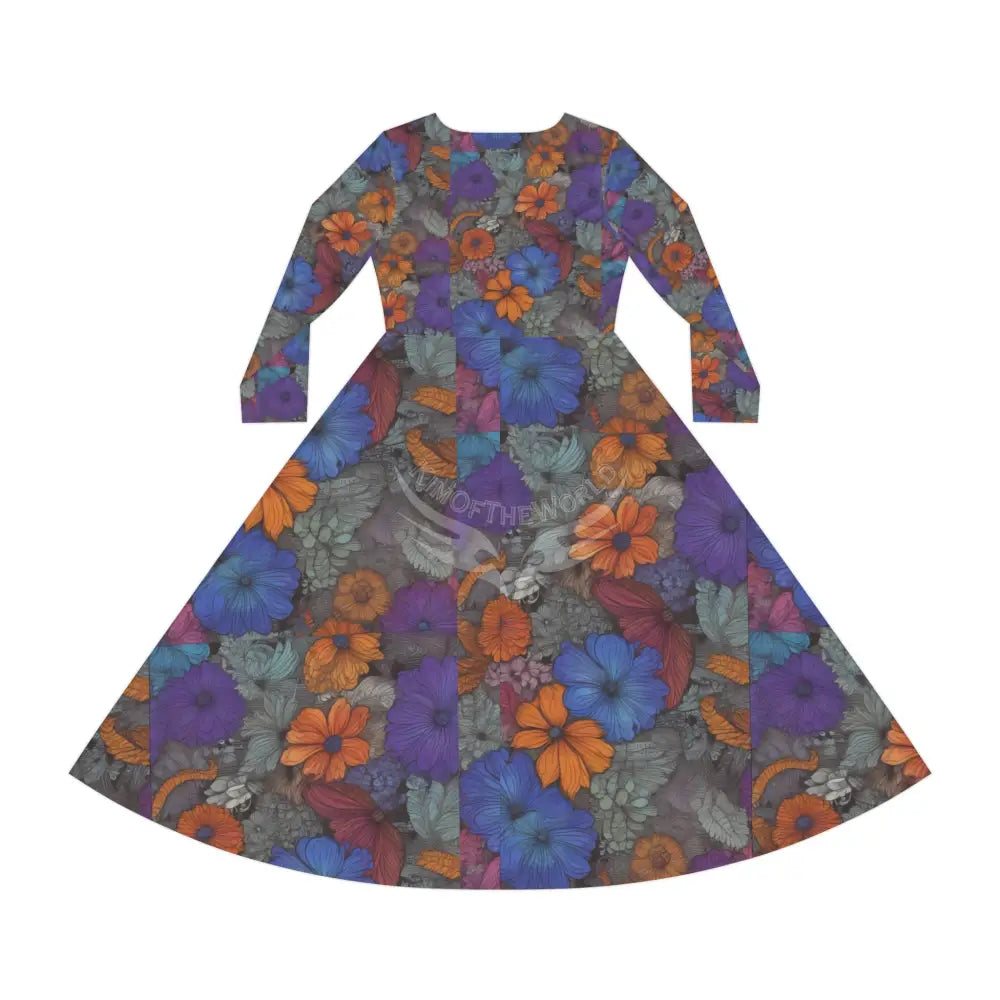 Flora Print Long Sleeve Dress L All Over Prints