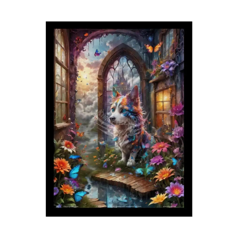 Floral Corgi Puppy Dog Gothic Wonderland - Rolled Poster 18″ x 24″ (Vertical) / Semi Glossy Poster