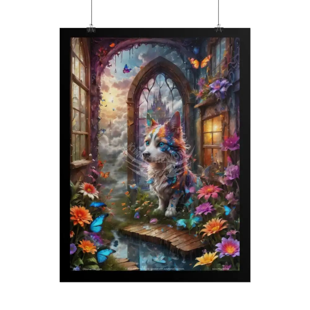 Floral Corgi Puppy Dog Gothic Wonderland - Rolled Poster Poster