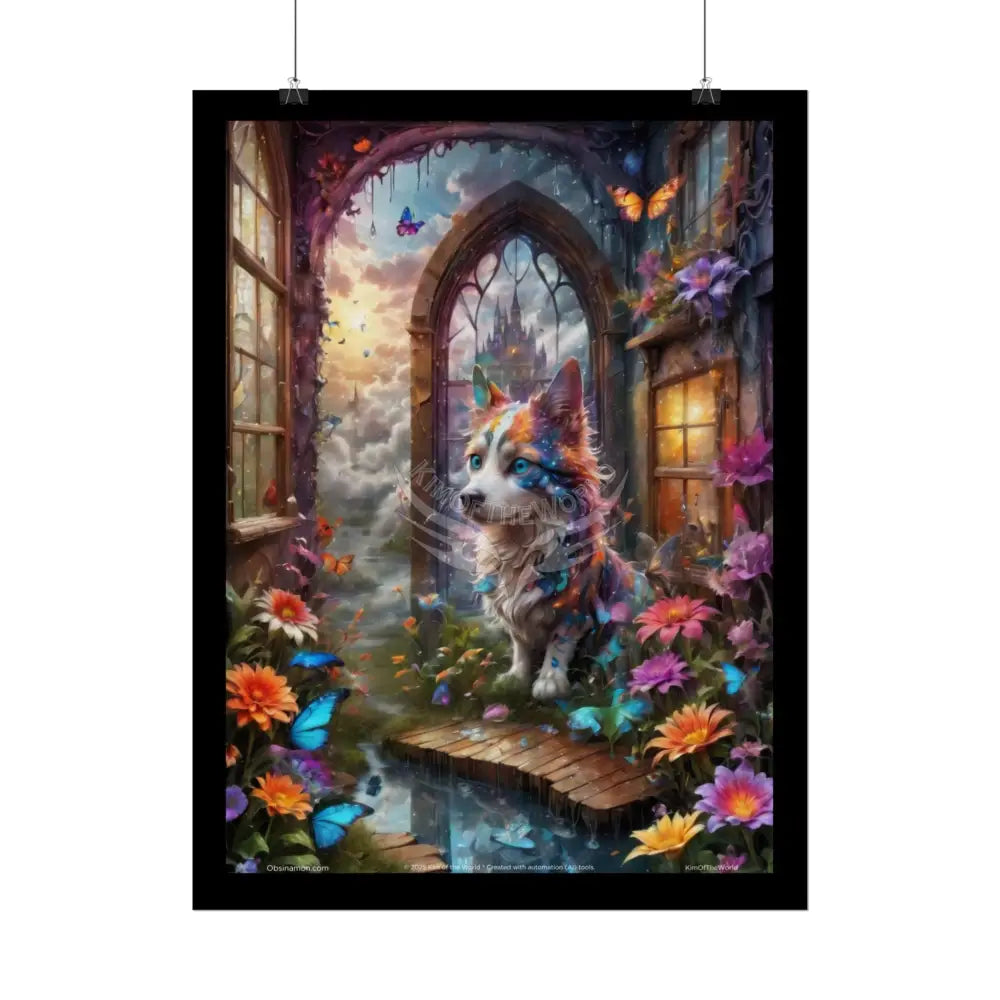 Floral Corgi Puppy Dog Gothic Wonderland - Rolled Poster Poster