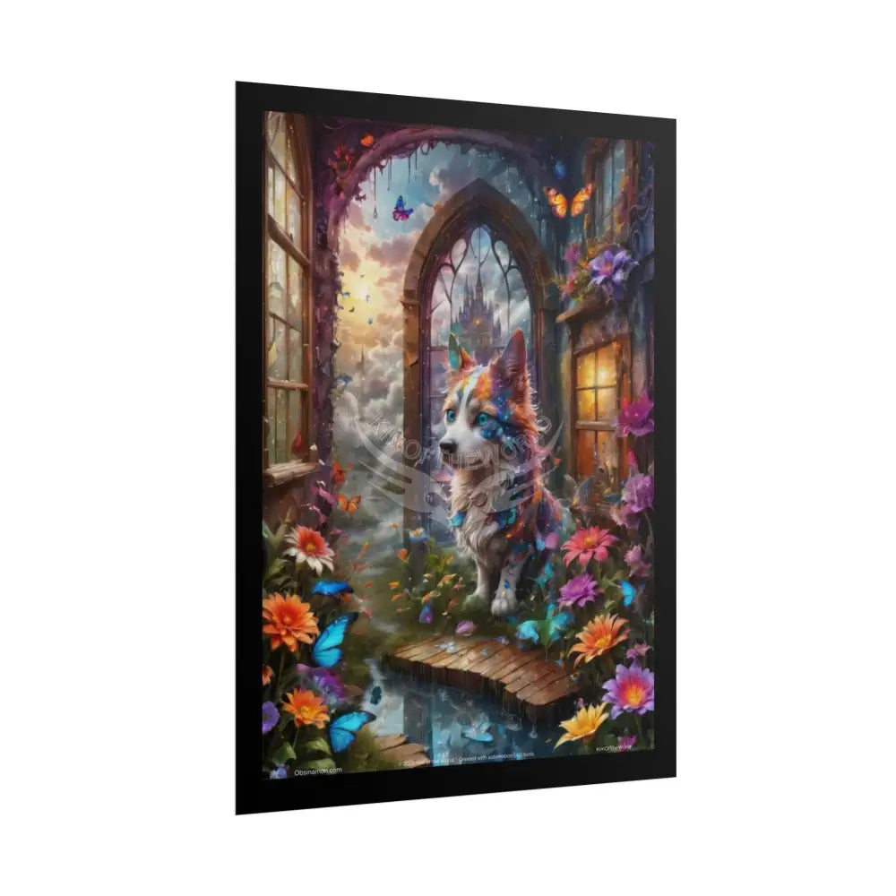 Floral Corgi Puppy Dog Gothic Wonderland - Rolled Poster Poster