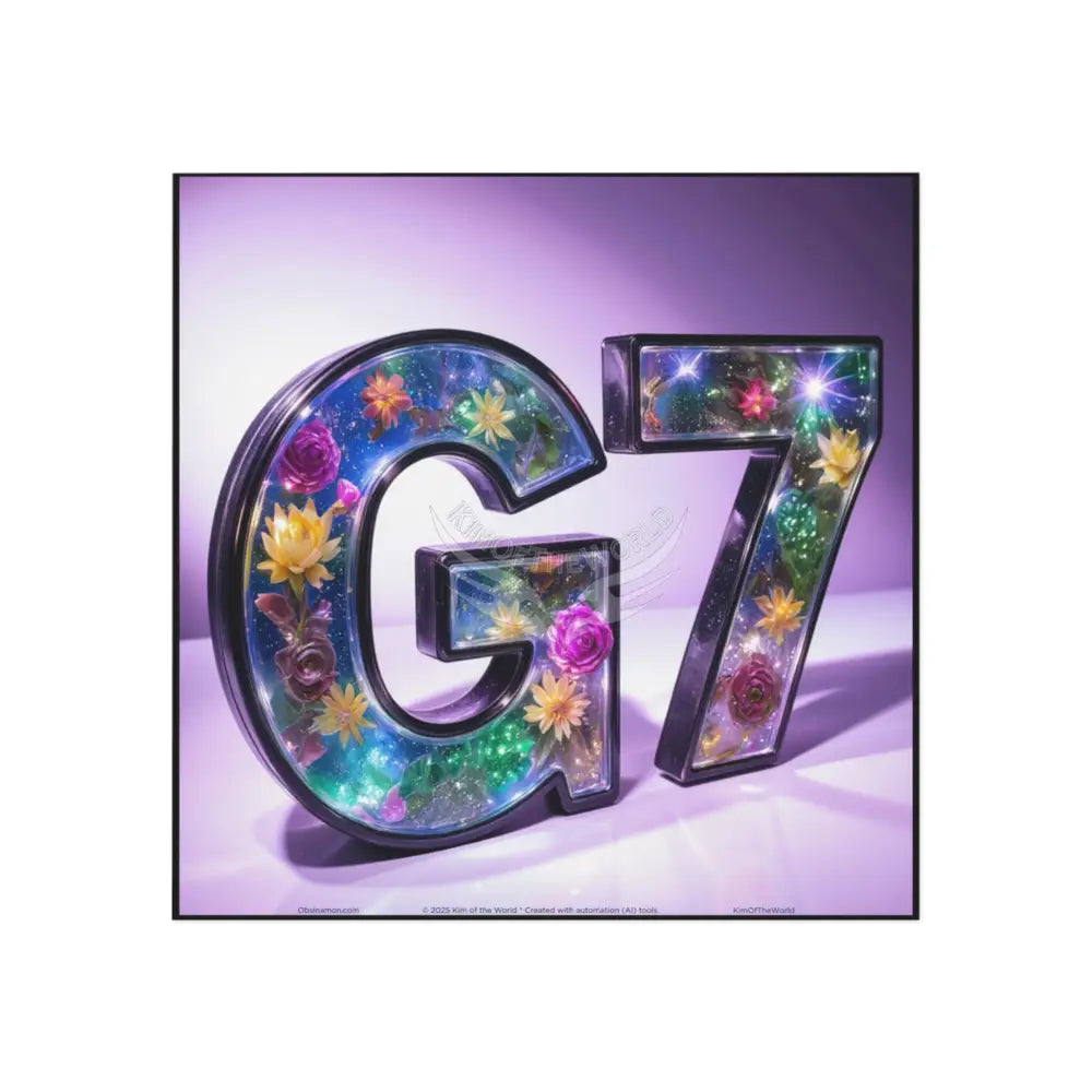 Floral G7 Square Magnet — Decorative Alphabet Fridge Magnet 3’’ x 3’’ / Square / 1 pc Home Decor