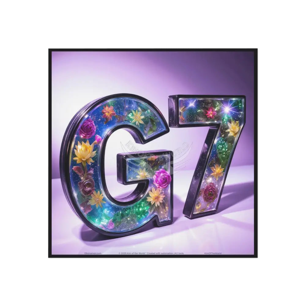 Floral G7 Square Magnet — Decorative Alphabet Fridge Magnet 5’’ x 5’’ / Square / 1 pc Home Decor