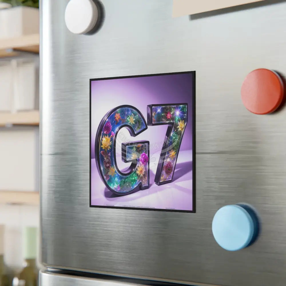 Floral G7 Square Magnet — Decorative Alphabet Fridge Magnet Home Decor