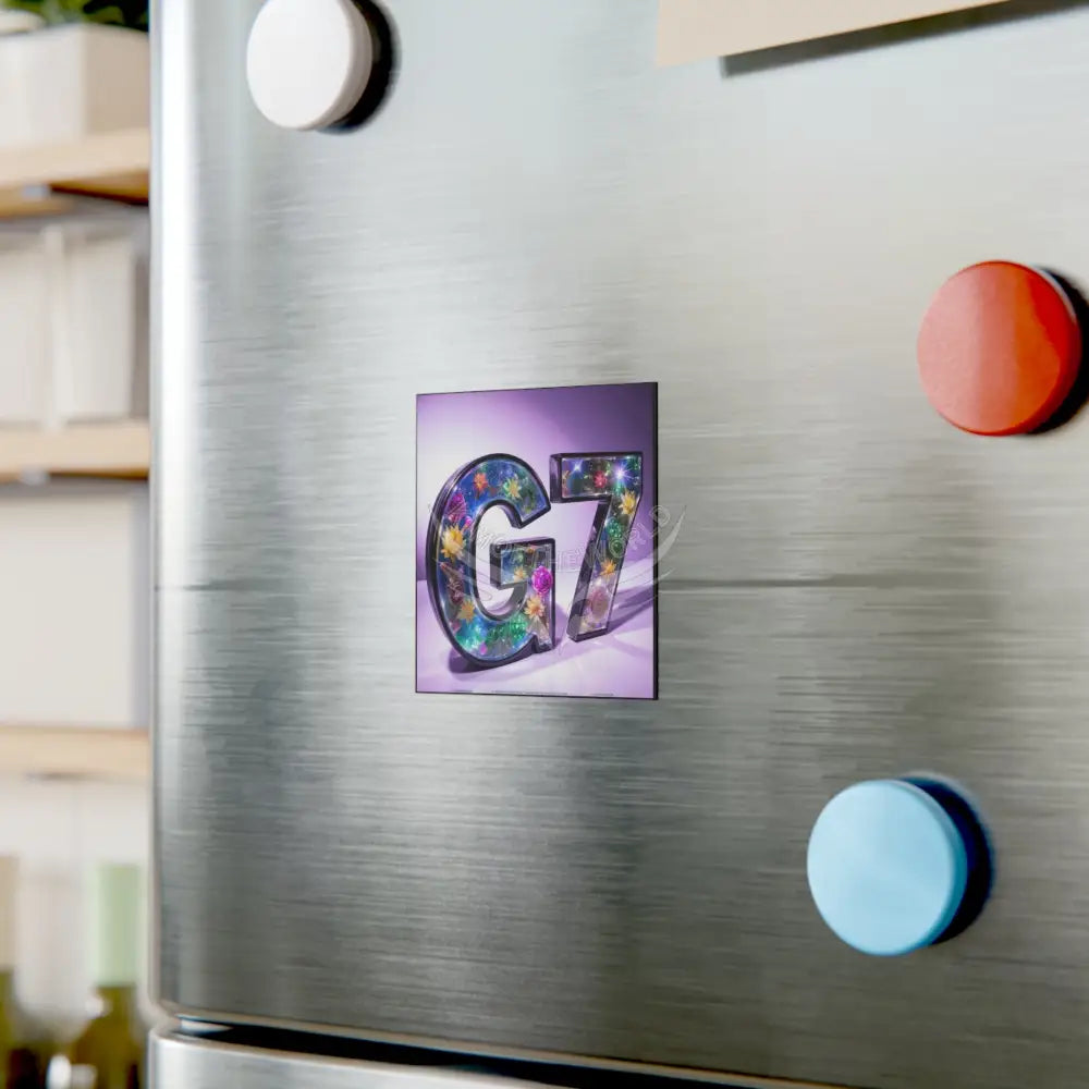 Floral G7 Square Magnet — Decorative Alphabet Fridge Magnet Home Decor
