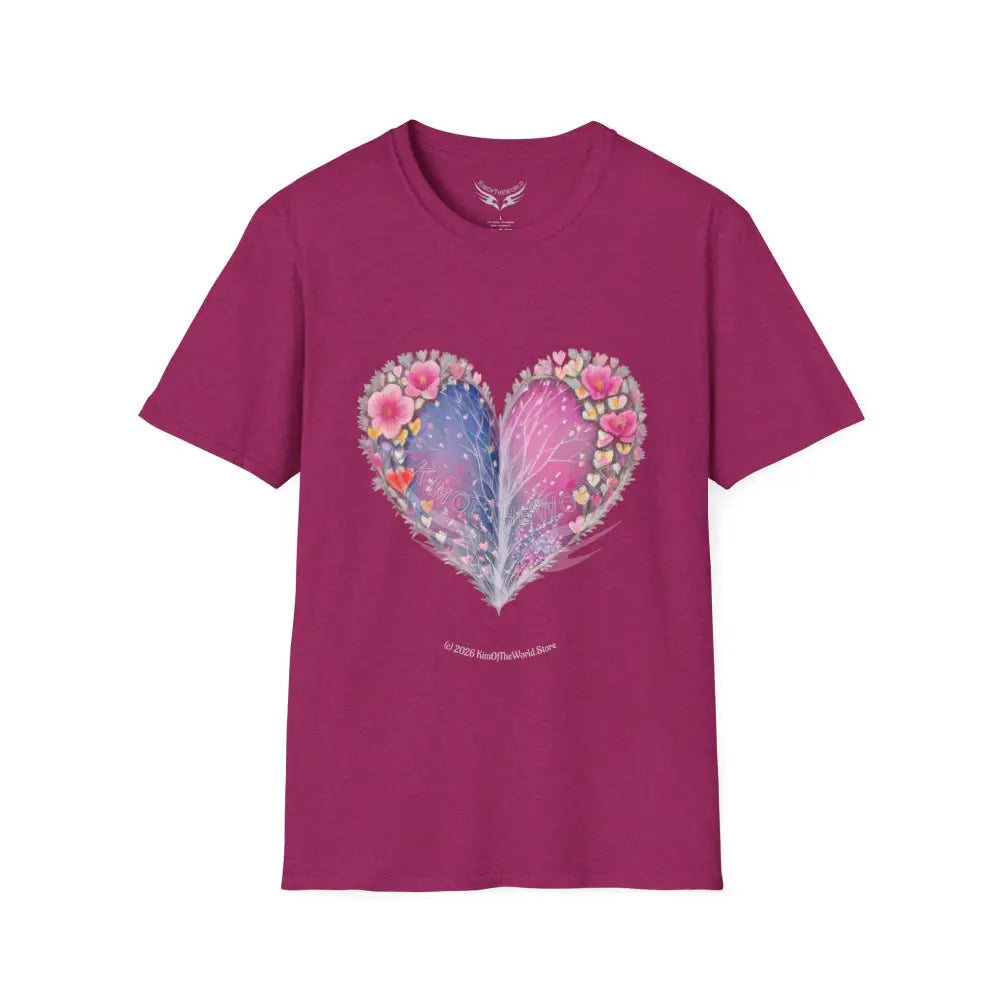 Floral Heart Tee - Softstyle T-Shirt Antique Heliconia / S T-Shirt
