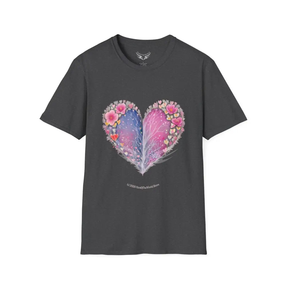 Floral Heart Tee - Softstyle T-Shirt Dark Heather / XS T-Shirt