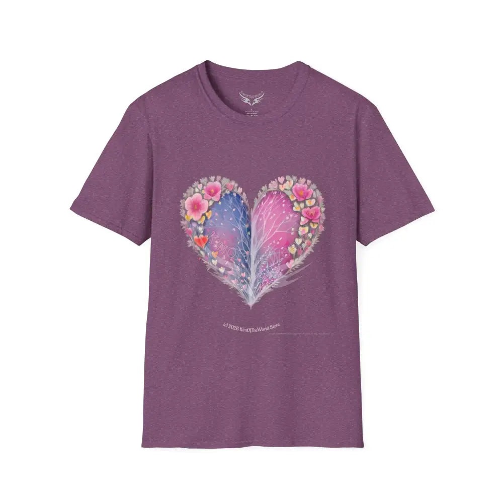 Floral Heart Tee - Softstyle T-Shirt Heather Maroon / S T-Shirt