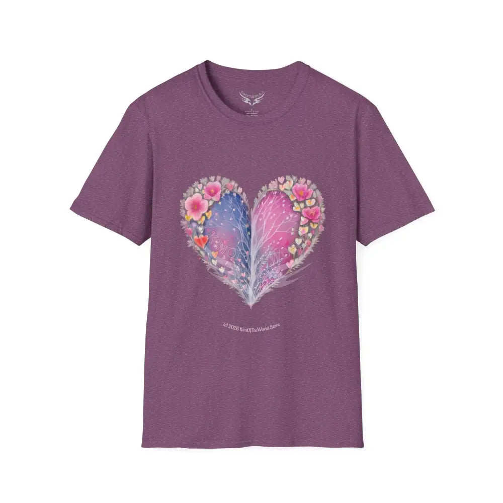 Floral Heart Tee - Softstyle T-Shirt Heather Maroon / S T-Shirt