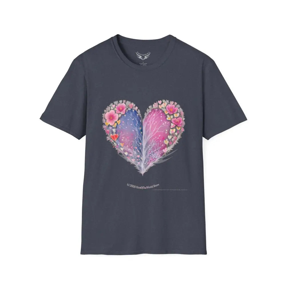 Floral Heart Tee - Softstyle T-Shirt Heather Navy / XS T-Shirt