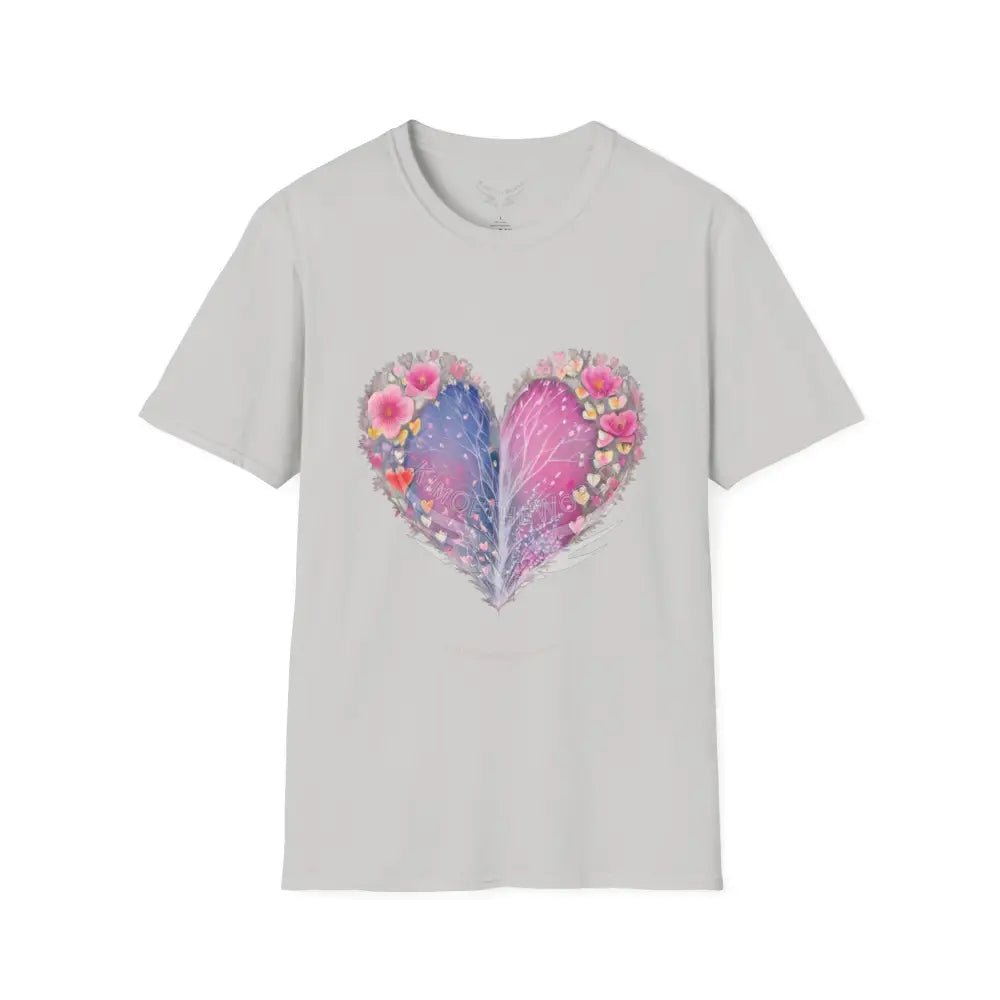 Floral Heart Tee - Softstyle T-Shirt Ice Grey / S T-Shirt