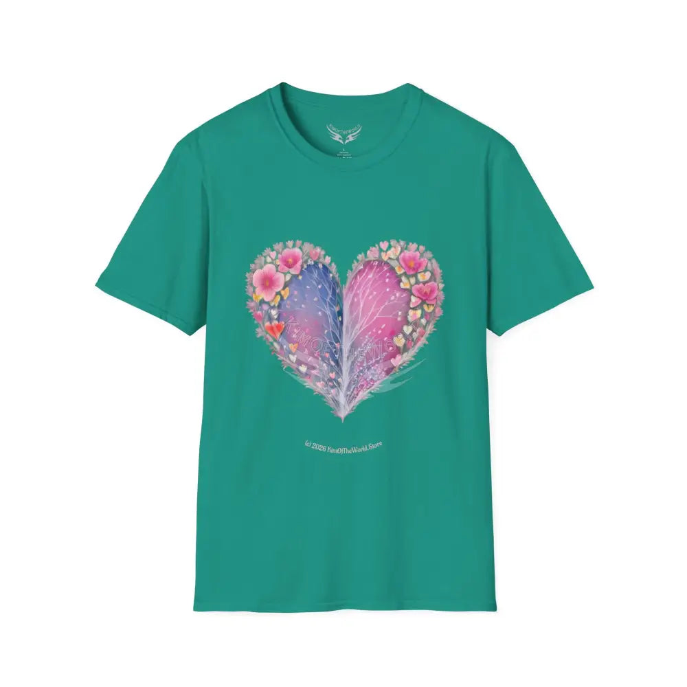 Floral Heart Tee - Softstyle T-Shirt Jade Dome / S T-Shirt