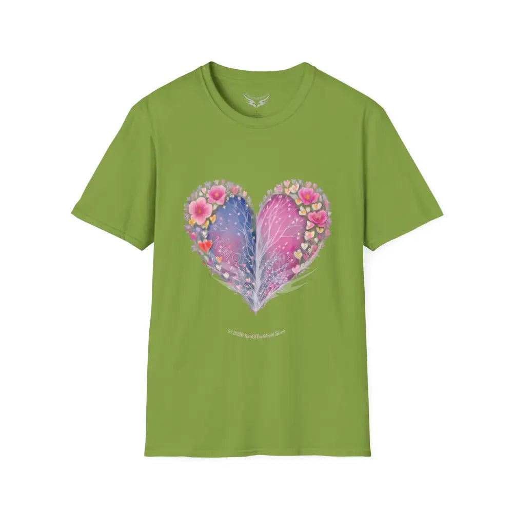 Floral Heart Tee - Softstyle T-Shirt Kiwi / S T-Shirt