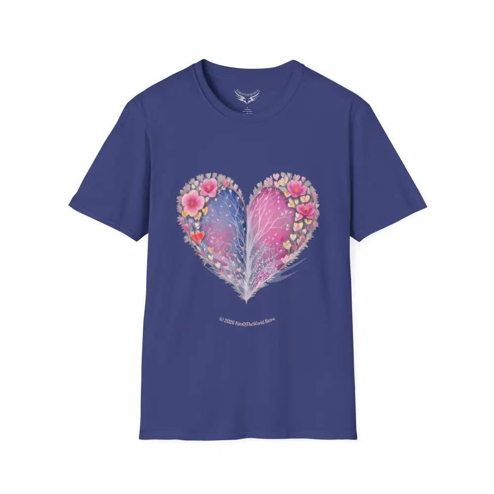 Floral Heart Tee - Softstyle T-Shirt Metro Blue / S T-Shirt
