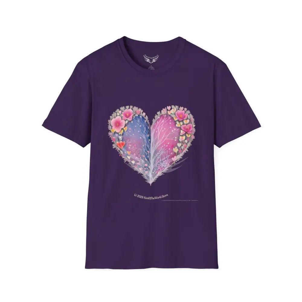 Floral Heart Tee - Softstyle T-Shirt Purple / S T-Shirt