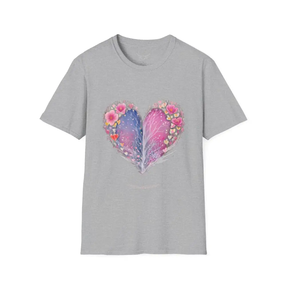 Floral Heart Tee - Softstyle T-Shirt Sport Grey / XS T-Shirt