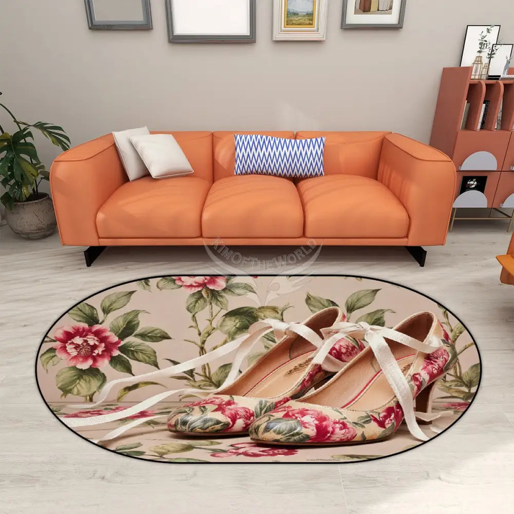 Floral Lace Shoes Multiple Sizes Oval Area Rug 60’’x36’’ Rugs & Mats