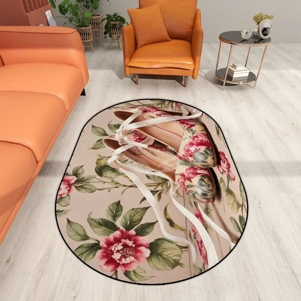 Floral Lace Shoes Multiple Sizes Oval Area Rug Rugs & Mats