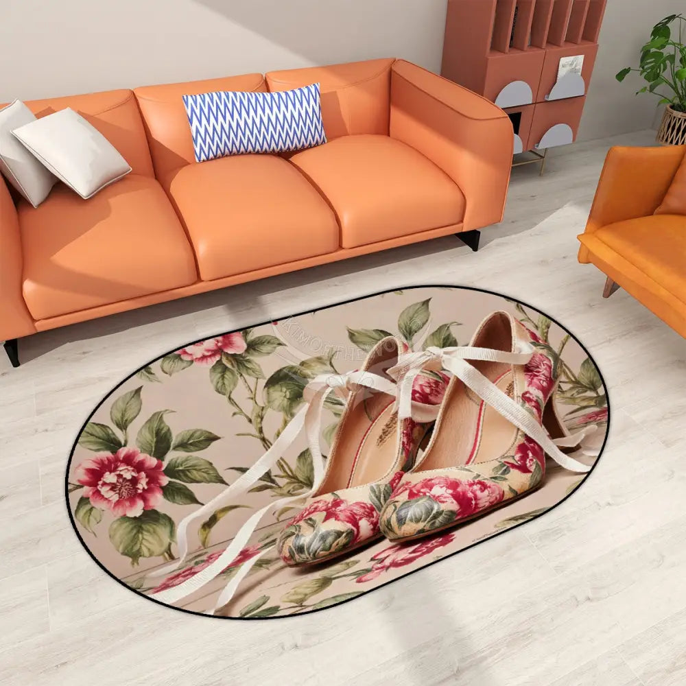 Floral Lace Shoes Multiple Sizes Oval Area Rug Rugs & Mats