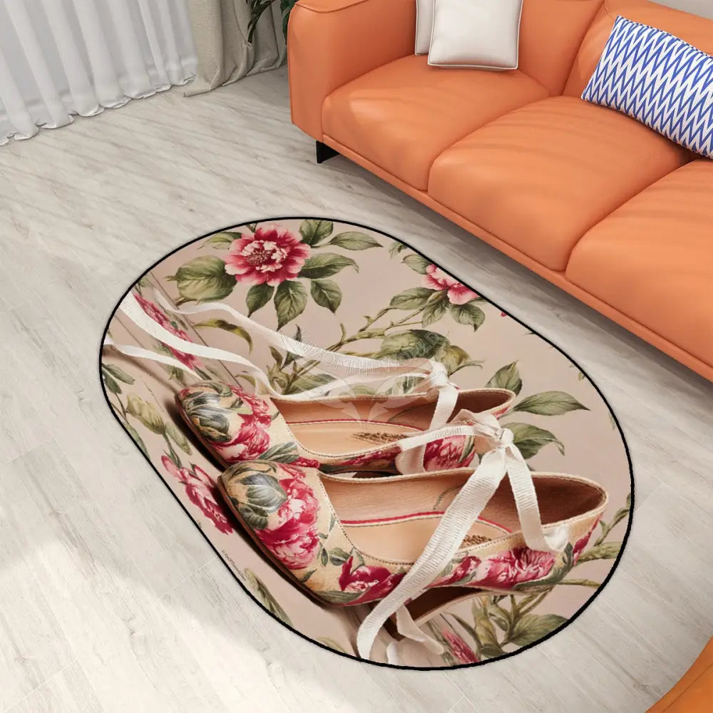 Floral Lace Shoes Multiple Sizes Oval Area Rug Rugs & Mats