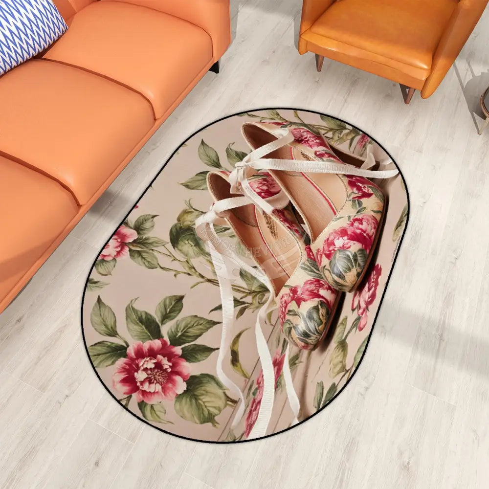Floral Lace Shoes Multiple Sizes Oval Area Rug Rugs & Mats