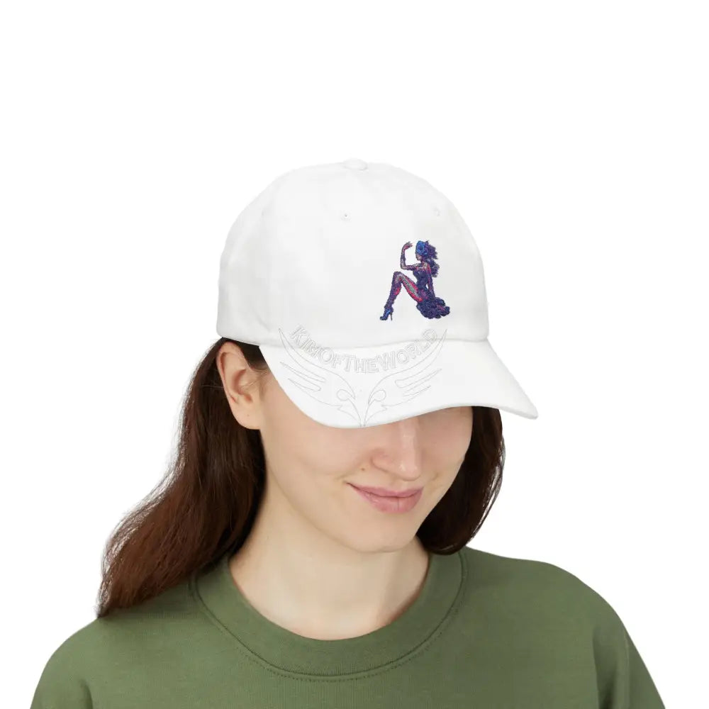 Floral Pin-Up Dad Cap — Retro Pinup Silhouette Embroidered Baseball Hat Hats