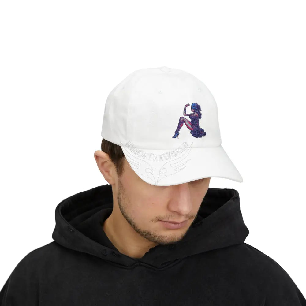 Floral Pin-Up Dad Cap — Retro Pinup Silhouette Embroidered Baseball Hat Hats