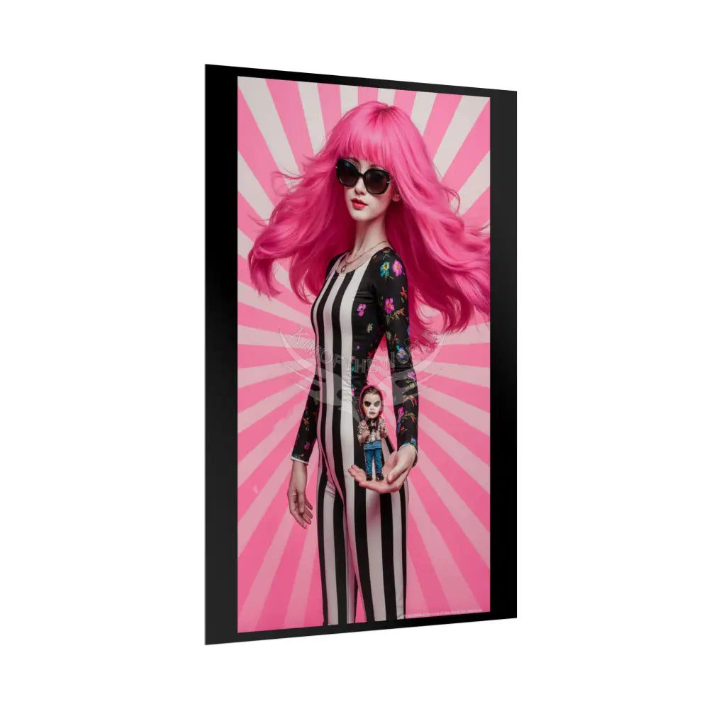 Floral Rainbow Giant Tall Girl Wonderland Surreal Fantasy Portal Poster — Dreamscape Rolled Art Print Poster