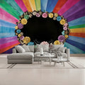 Floral Rainbow Unpasted Mural Wallpaper 144’’x100’’ - 144’’x100’’ - Wall Coverings