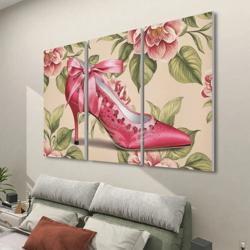 Floral Shoe Triple 3 Panels Sound Absorbing Wall Art 24’’x48’’x3 pcs Acoustic Panels