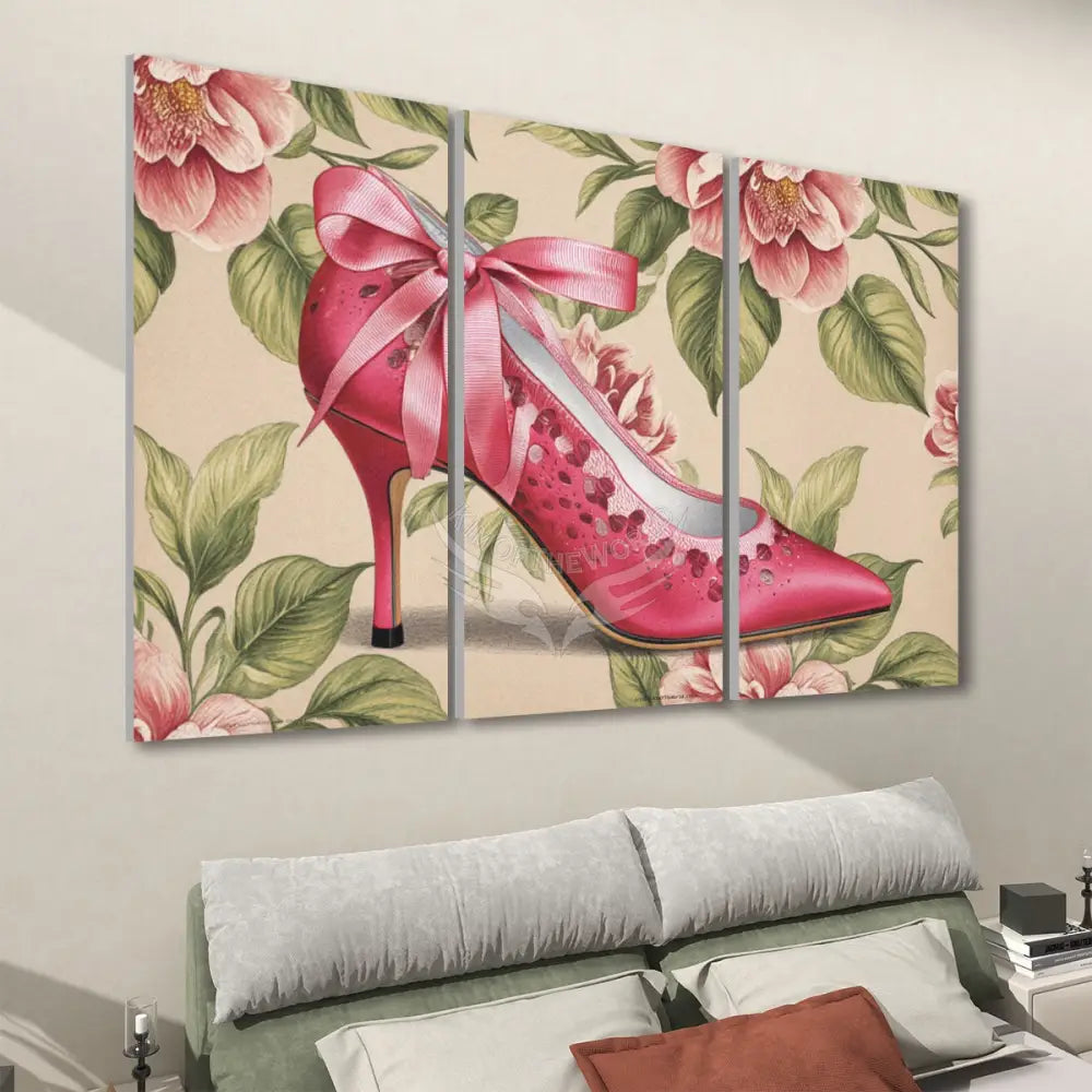 Floral Shoe Triple 3 Panels Sound Absorbing Wall Art 24’’x48’’x3 pcs Acoustic Panels