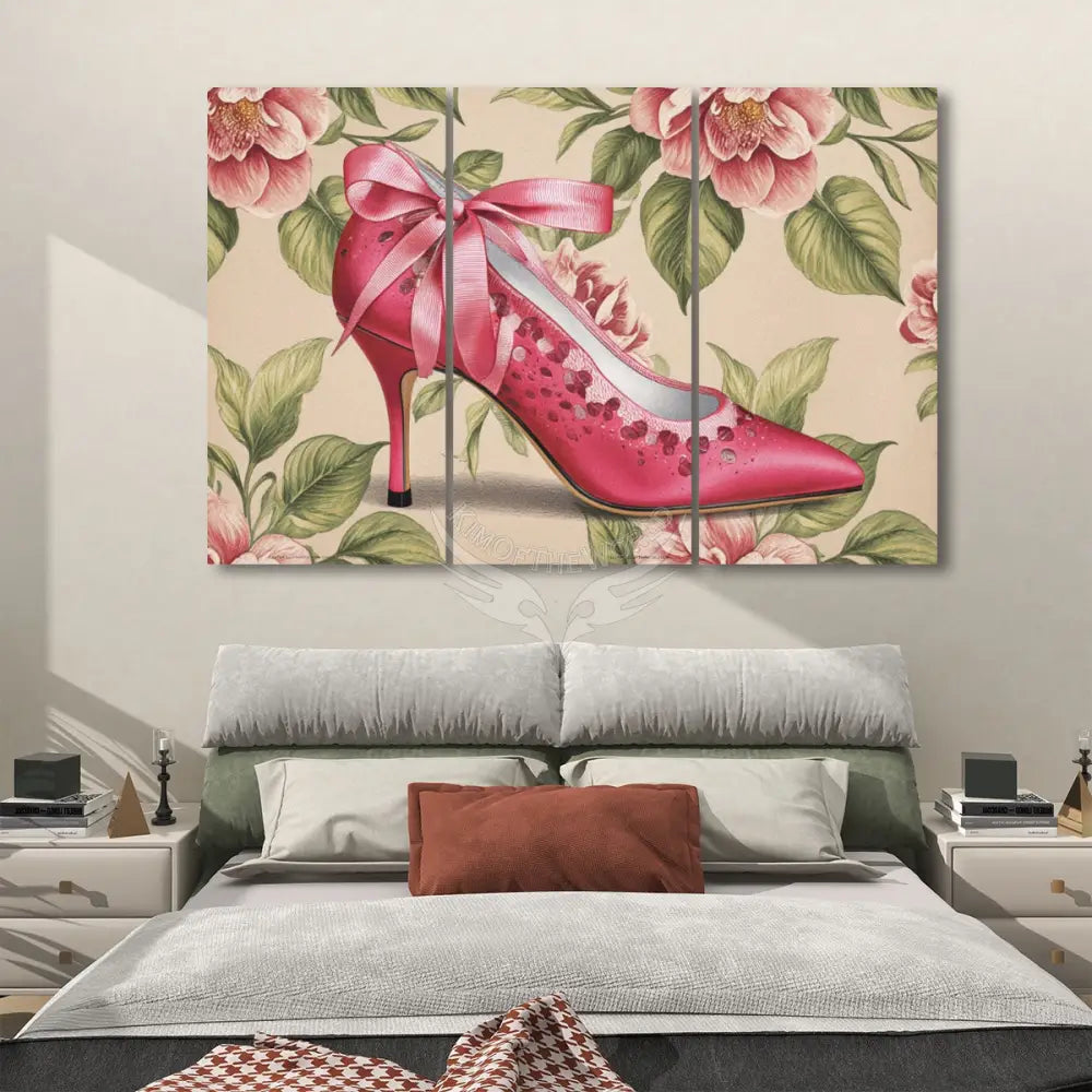 Floral Shoe Triple 3 Panels Sound Absorbing Wall Art 24’’x48’’x3 pcs Acoustic Panels