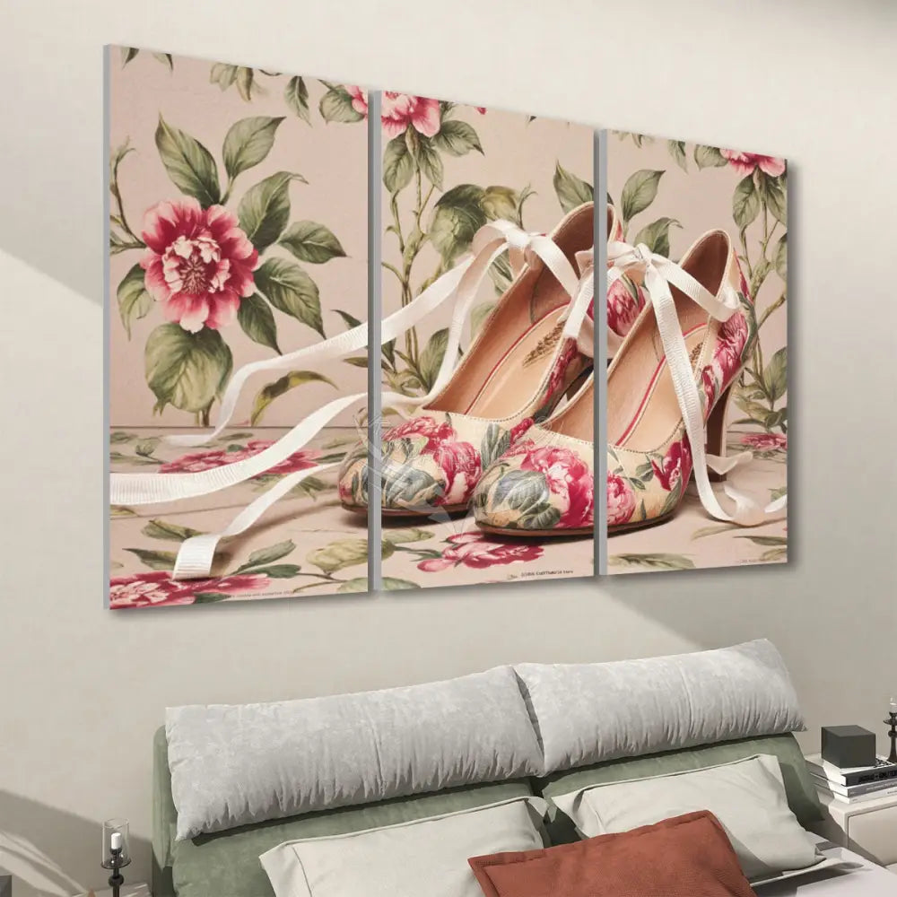 Floral Shoes 3 Panels Sound Absorbing Wall Art 24’’x48’’x3 pcs Acoustic Panels