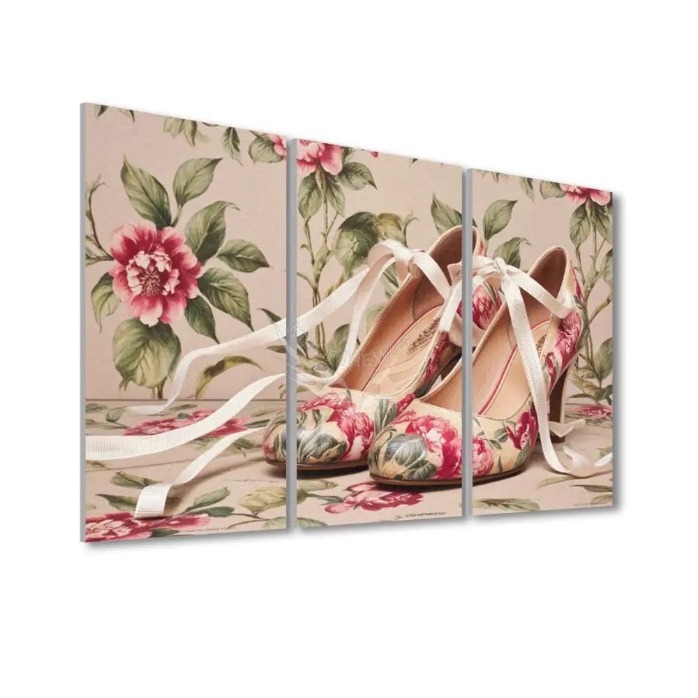 Floral Shoes 3 Panels Sound Absorbing Wall Art 24’’x48’’x3 pcs Acoustic Panels