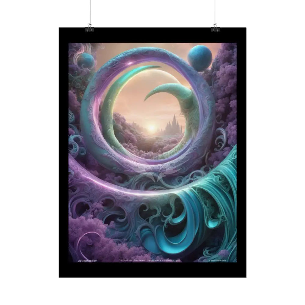 Fractal Dimension Vibrant 3D Spheres & Passageways to other Worldly Dimensions - Rolled Poster Poster