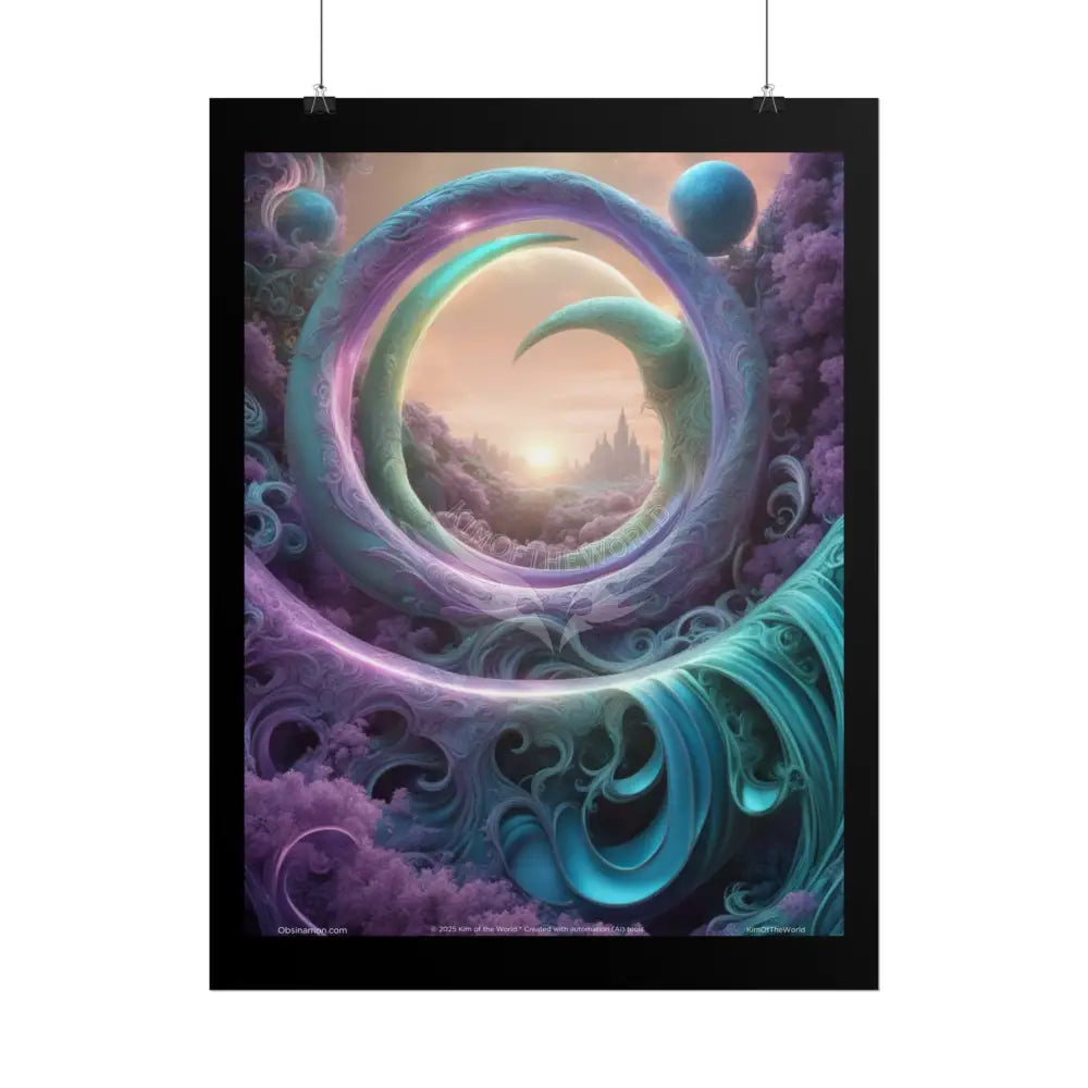Fractal Dimension Vibrant 3D Spheres & Passageways to other Worldly Dimensions - Rolled Poster Poster