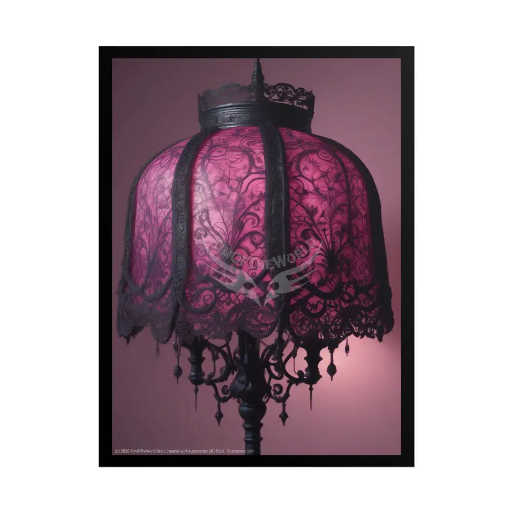 French Lampshade & Stiletto Gothic Lace Heel Nightshade Fuchsia Pink & Black Design 18″ x 24″ (Vertical) / Matte Poster