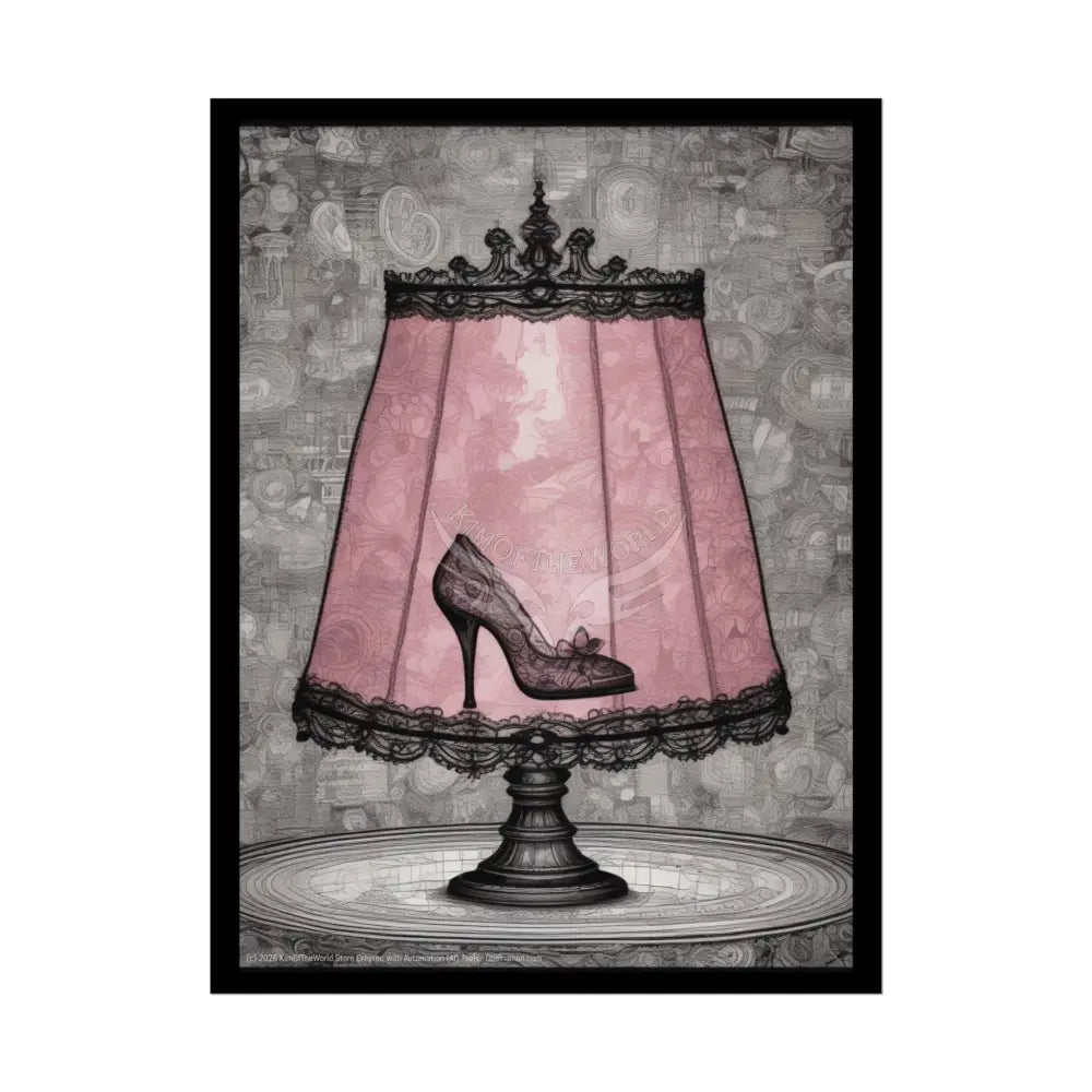 French Lampshade & Stiletto Lace Heel Nightshade Design 18″ x 24″ (Vertical) / Semi Glossy Poster