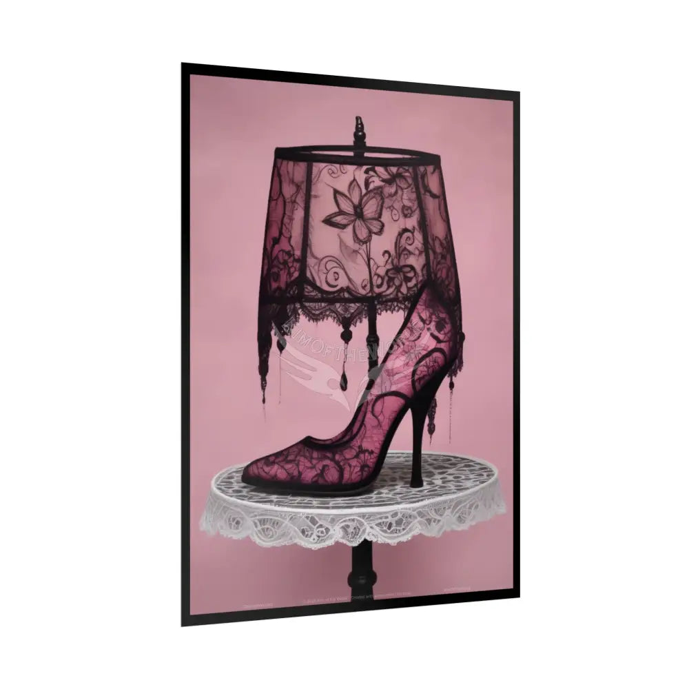 French Lampshade & Stiletto Lace Heel Nightshade Design Poster