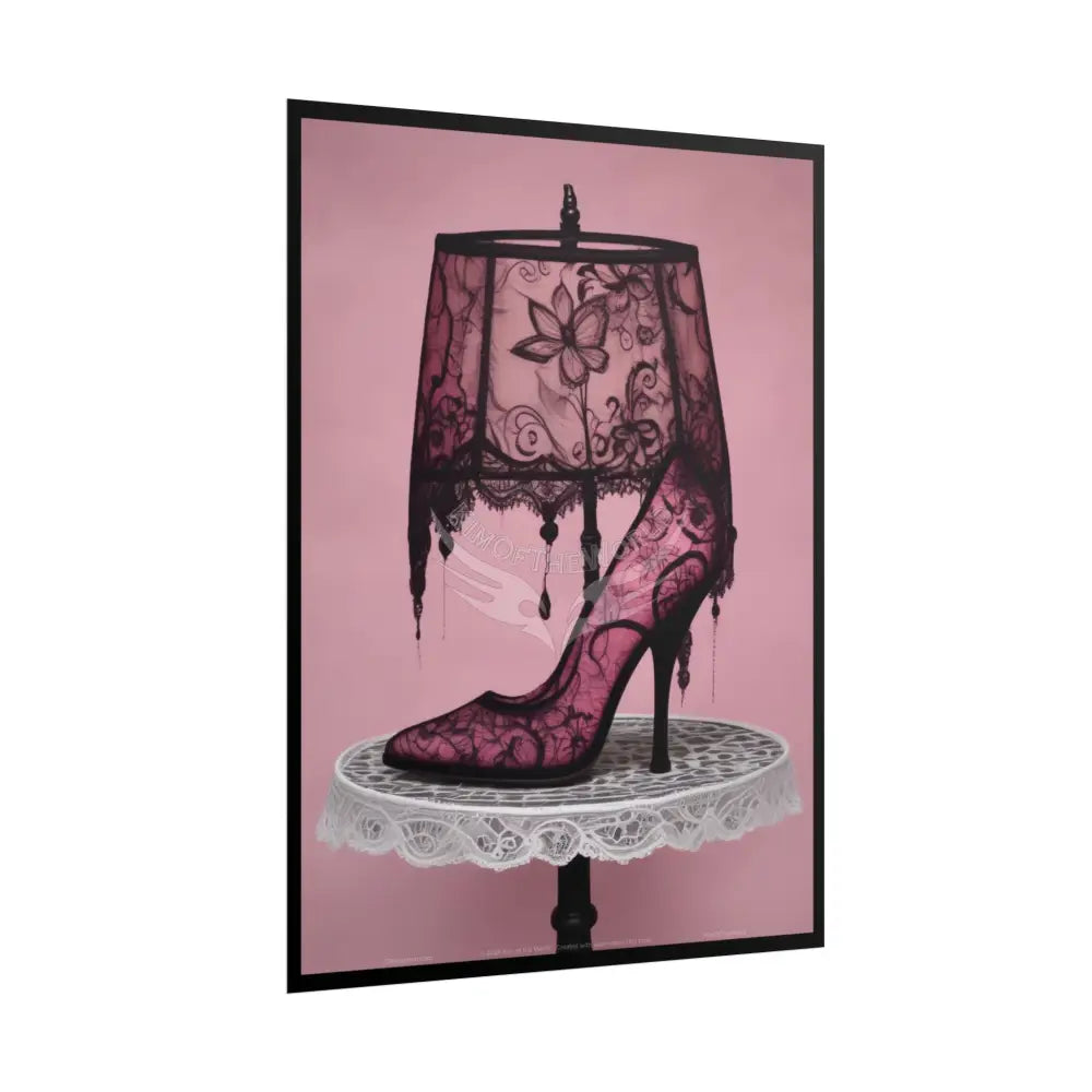 French Lampshade & Stiletto Lace Heel Nightshade Design Poster