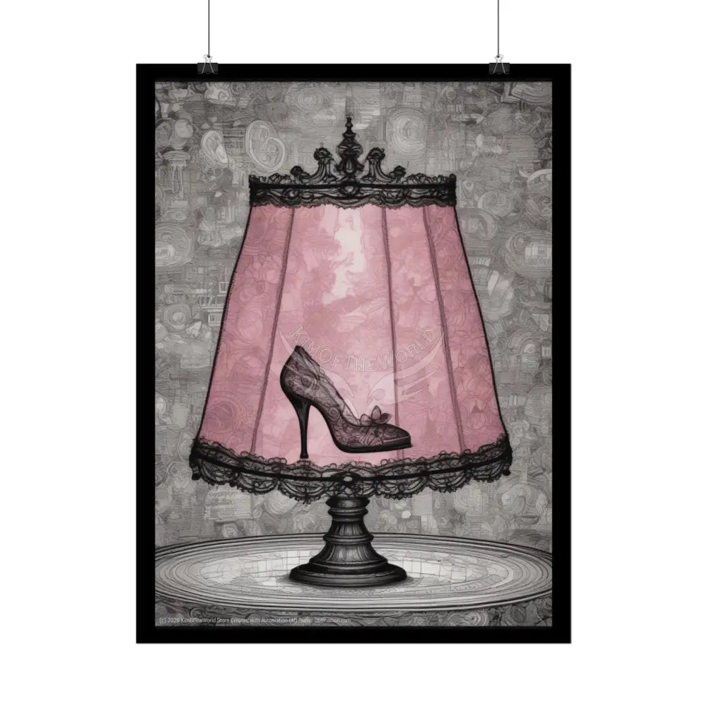 French Lampshade & Stiletto Lace Heel Nightshade Design Poster