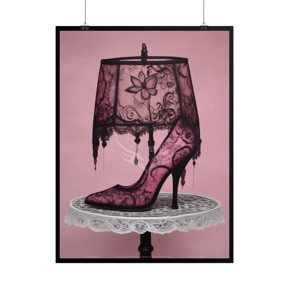 French Lampshade & Stiletto Lace Heel Nightshade Design Poster