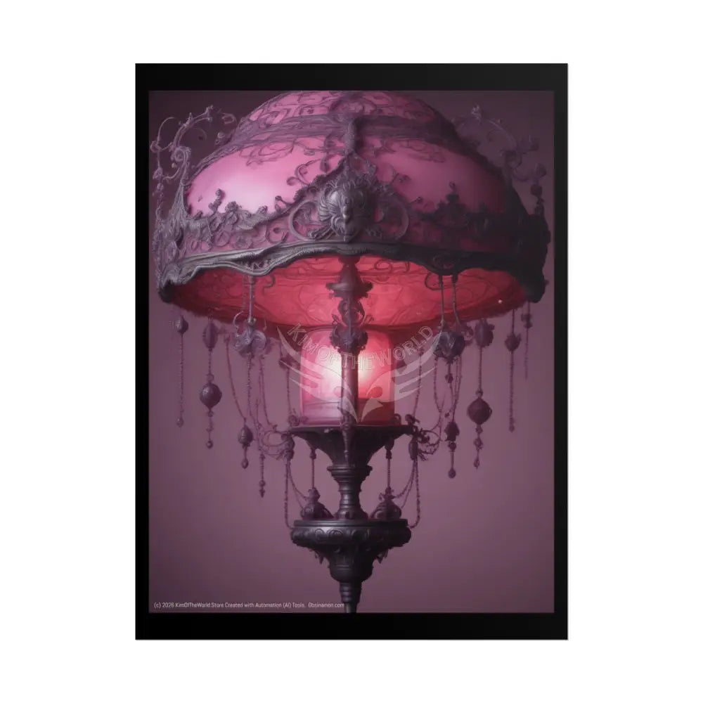 French Lampshade & Stiletto Lace Heel Nightshade Fuchsia Pink & Black Design 18″ x 24″ (Vertical) / Matte Poster