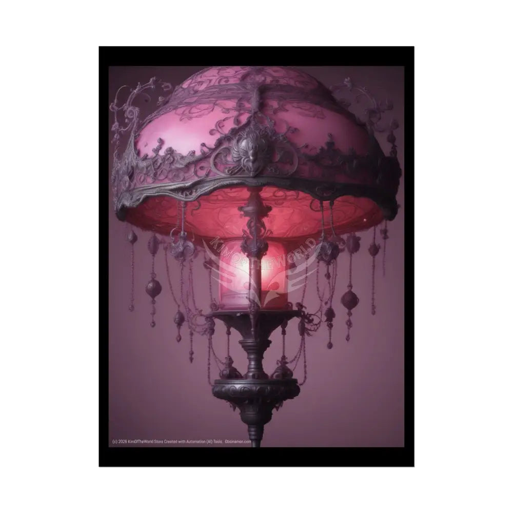 French Lampshade & Stiletto Lace Heel Nightshade Fuchsia Pink & Black Design 18″ x 24″ (Vertical) / Semi Glossy Poster