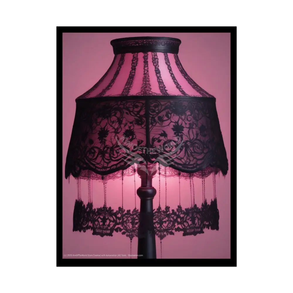 French Lampshade & Stiletto Lace Heel Nightshade Fuchsia Pink & Black Design 18″ x 24″ (Vertical) / Semi Glossy Poster
